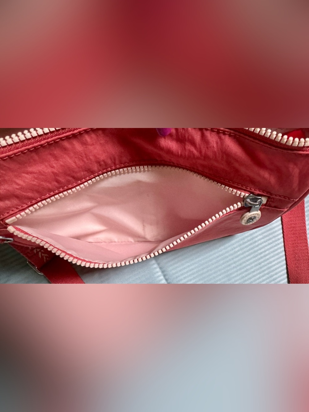 Kipling Coral-Red Front Zip Crossbody Bag - Picture 4 of 6